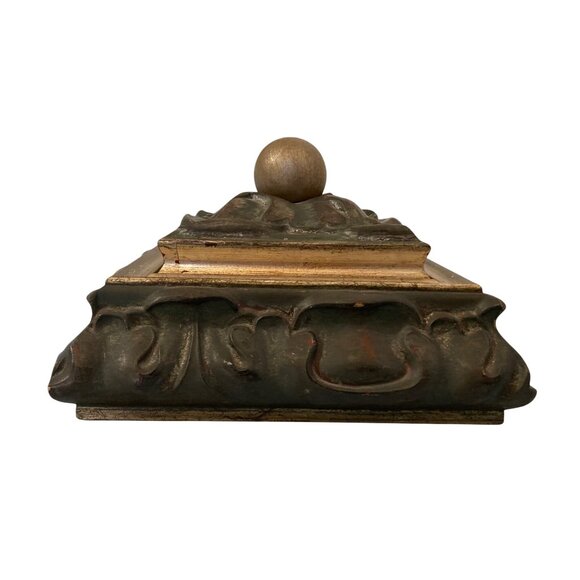 Victorian Style Decorative Box With Embossed Design And Gold Accents - Picture 5 of 10